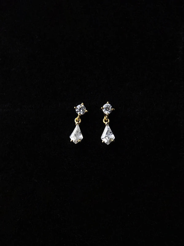 Yasu S925 Sterling Silver Crystal Water Drop Earrings 14k Real Plating