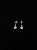Yasu S925 Sterling Silver Crystal Water Drop Earrings 14k Real Plating