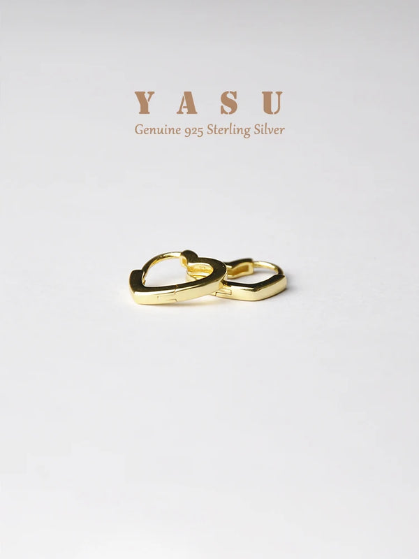 Yasu Sterling 925 Silver Unique Heart Hoop Earrings For Women