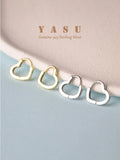 Yasu Sterling 925 Silver Unique Heart Hoop Earrings For Women
