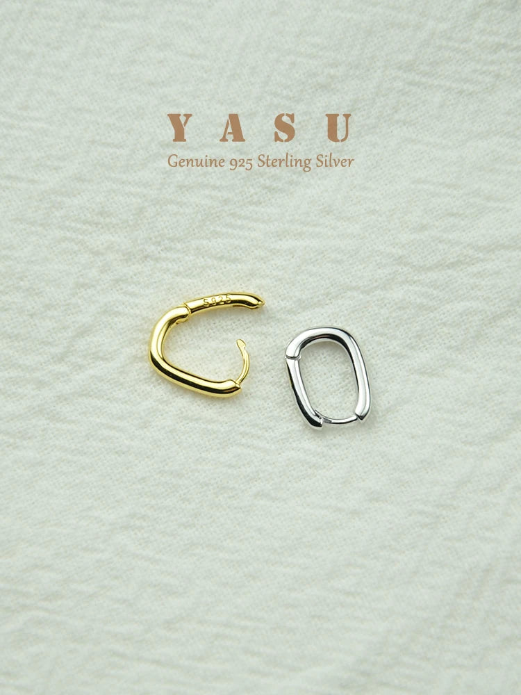 Yasu 925 Silver Small Square Hoop Earrings Vintage Style Jewelry