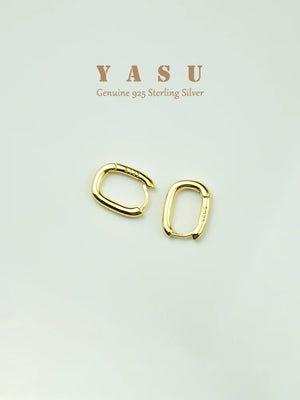 Yasu 925 Silver Small Square Hoop Earrings Vintage Style Jewelry