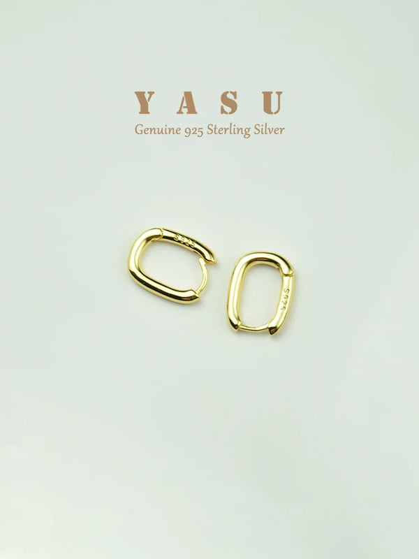 Yasu 925 Silver Small Square Hoop Earrings Vintage Style Jewelry