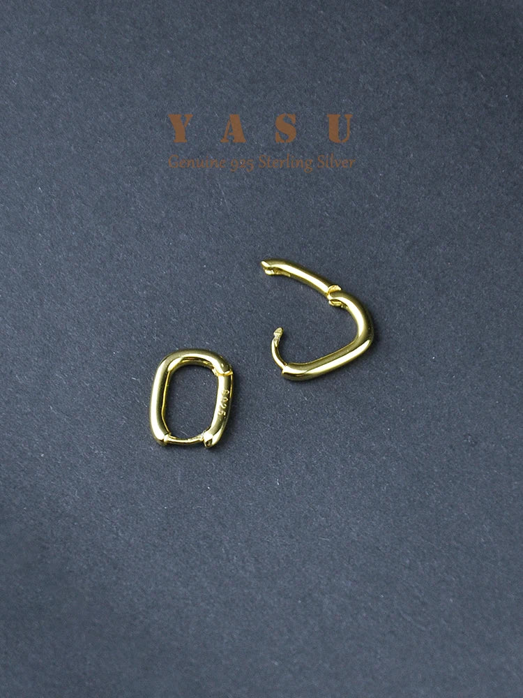 Yasu 925 Silver Small Square Hoop Earrings Vintage Style Jewelry