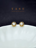 Yasu Silver Stud Earrings Pearl Hexagon Wedding Jewelry