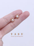 Yasu Silver Stud Earrings Pearl Hexagon Wedding Jewelry