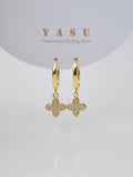 Yasu Sterling Silver 925 Woman Earring Clover Drop Earrings Wedding Flower Hoops