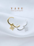 Yasu Sterling Silver 925 Woman Earring Clover Drop Earrings Wedding Flower Hoops