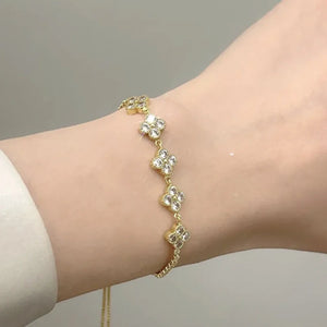 Yatay Adjustable Flowery Temperament Bracelets For Women Tassel 14k Real Plated