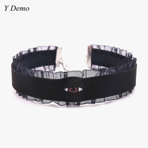 Gothic Eyes Lace Choker Velvet Necklace Harajuku Punk Accessory