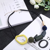 Resin Geometric Wood Bead Short Necklace Women's Sweater Chain