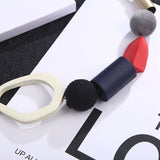 Resin Geometric Wood Bead Short Necklace Women's Sweater Chain