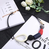 Resin Geometric Wood Bead Short Necklace Women's Sweater Chain