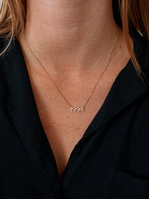 Custom Birth Date Necklace - Number Necklace - Pav? Name Necklace