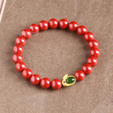 Rabbit Silver Jade Cinnabar Bracelet Lucky Bead Hetian Jade Rabbit Bracelet
