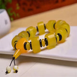 Yellow Agate Bucket Beads Bracelet 14mm Elastic Yoga Jewelry