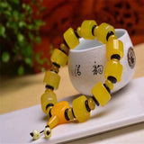 Yellow Agate Bucket Beads Bracelet 14mm Elastic Yoga Jewelry