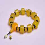 Yellow Agate Bucket Beads Bracelet 14mm Elastic Yoga Jewelry