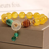 Yellow Agate Crystal Pendant Bracelet for Student