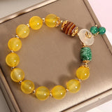 Yellow Agate Crystal Pendant Bracelet for Student