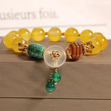 Yellow Agate Crystal Pendant Bracelet for Student