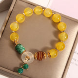 Yellow Agate Crystal Pendant Bracelet for Student