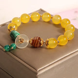 Yellow Agate Crystal Pendant Bracelet for Student
