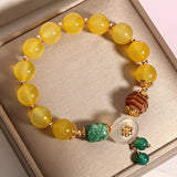 Yellow Agate Crystal Pendant Bracelet for Student
