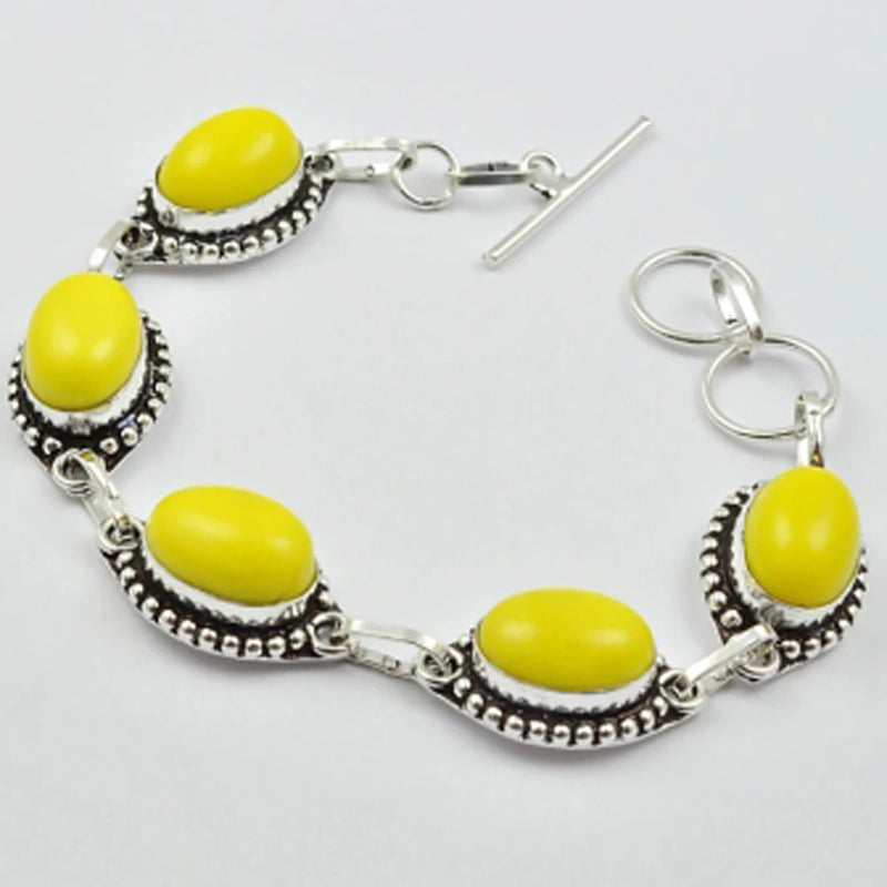 Yellow Agates Bracelet, 20.5 cm