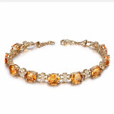 Yellow Crystal Citrine Chain Bracelet 18k Fine Jewelry