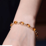 Yellow Crystal Citrine Chain Bracelet 18k Fine Jewelry