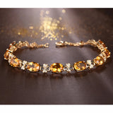 Yellow Crystal Citrine Chain Bracelet 18k Fine Jewelry