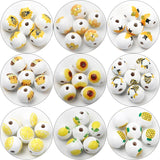 Sunflower Fruit Pattern 15mm Wooden Beads Round Balls for Jewelry Making