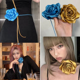 Yellow Flower Choker Necklace Big Flower Necklace Party Summer Waist Chain