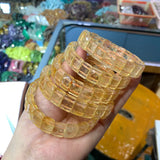 Yellow Citrine Stone Beads Bracelet Natural Gemstone Bangle for Woman
