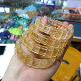 Yellow Citrine Stone Beads Bracelet Natural Gemstone Bangle for Woman