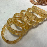 Yellow Citrine Stone Beads Bracelet Natural Gemstone Bangle for Woman