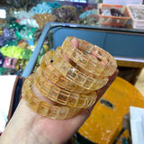 Yellow Citrine Stone Beads Bracelet Natural Gemstone Bangle for Woman