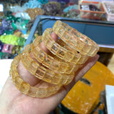 Yellow Citrine Stone Beads Bracelet Natural Gemstone Bangle for Woman