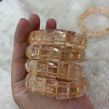 Yellow Citrine Stone Beads Bracelet Natural Gemstone Bangle Birth Stone GEMINI