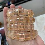 Yellow Citrine Stone Beads Bracelet Natural Gemstone Bangle Birth Stone GEMINI
