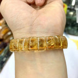 Yellow Citrine Stone Beads Bracelet Natural Gemstone Jewelry Bangle