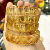 Yellow Citrine Stone Beads Bracelet Natural Gemstone Jewelry Bangle