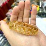 Yellow Citrine Stone Beads Bracelet Natural Gemstone Jewelry Bangle For Woman