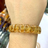 Yellow Citrine Stone Beads Bracelet Natural Gemstone Jewelry Bangle For Woman