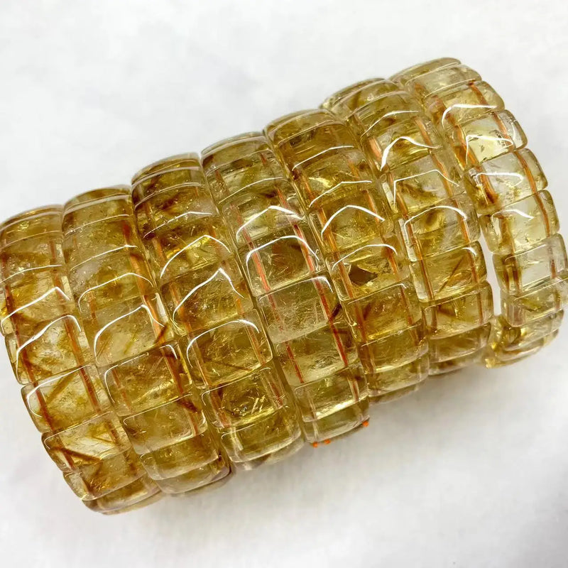 Yellow Citrine Stone Beads Bracelet Natural Gemstone Jewelry Bangle