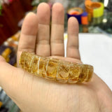 Yellow Citrine Stone Beads Bracelet Natural Gemstone Jewelry Bangle