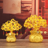Yellow Citrine Lucky Tree Chinese Feng Shui Money Tree Desktop Ornament
