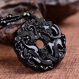 Yellow Crystal Jade Pixiu Pendant Hand Carved Natural Amulet Necklace Men Women