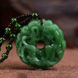 Yellow Crystal Jade Pixiu Pendant Hand Carved Natural Amulet Necklace Men Women